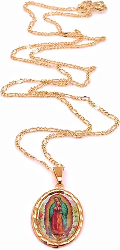 Vista 4 de LESLIE BOULES Virgen de Guadalupe - Collar con medalla de 175 pulgadas de largo cadena chapada en oro Metal