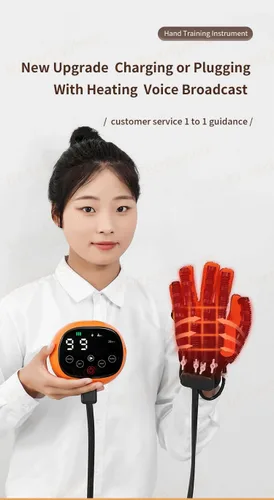 Vista 2 de Guantes robóticos de rehabilitación de terapia de calor para accidente cerebrovascular, hemiplejia, recuperación de manos, guante de robot calentado