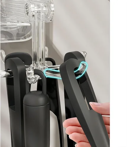 Vista 4 de Ganchos colgantes para utensilios de cocina, colgador de pared, gancho plegable giratorio de 360°, gancho de ventosa fuerte, estante para utensilios