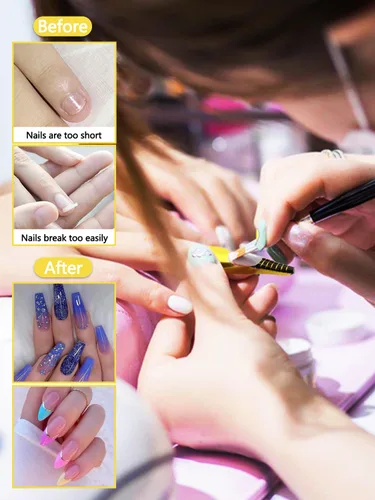 Vista 6 de 200 piezas de formas de uñas para uñas acrílicas, formas de uñas acrílicas rectangulares, guía de formularios de extensión de uñas para poligel