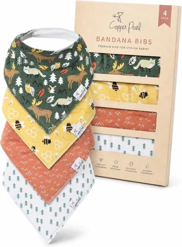 Vista 21 de Copper Pearl Baberos tipo bandana para bebé, paquete de 4 baberos de algodón suave para babear y dentición, absorbentes, ajuste ajustable, muchos