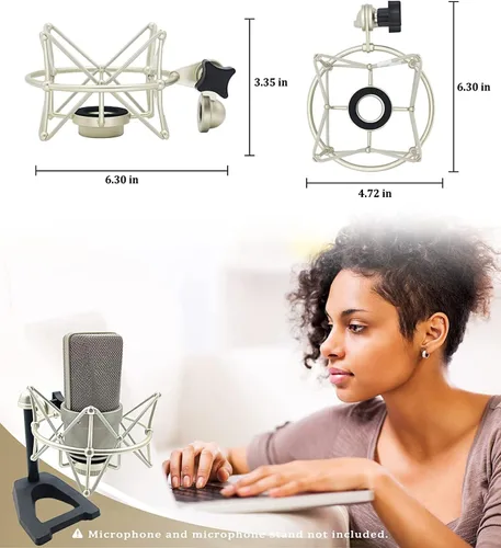 Vista 5 de Grneric Metal Micrófono Shockmount & Soporte para Neumann TLM 103/M147 - Plata