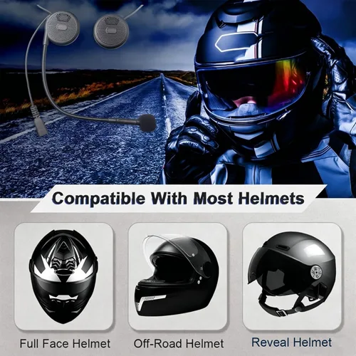 Vista 9 de QSPORTPEAK L1M Casco de motocicleta Bluetooth auricular auricular impermeable intercomunicador interfono micrófono incorporado