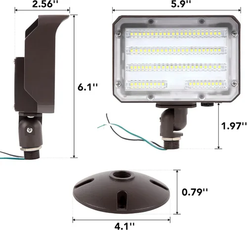 Vista 2 de Luz de inundación LED de 60 W con nudillo, luz de inundación al aire libre, fotocélula del atardecer al amanecer, 5000 K, 7800 lm, AC100-277 V