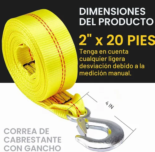 Vista 2 de Correa de cabrestante de remolque CarBole con gancho de 5 cm x 6 metros, resistencia a rotura de 4500 kg, correa de repuesto resistente para barco