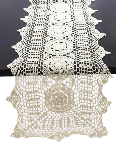 Vista 10 de Fennco Styles - Mantel de algodón hecho a mano con encaje de ganchillo