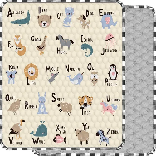 Vista 8 de Tapete de juego para bebé para suelo, tapete de corral de 50 x 50 pulgadas, suave, portátil, antideslizante, lavable a máquina, compañero de juego