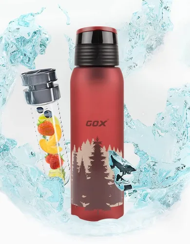 Vista 3 de GOX Botellas de agua con infusor de 32 onzas, con una varilla de infusión de longitud completa, tapa superior abatible, regalo de fácil agarre