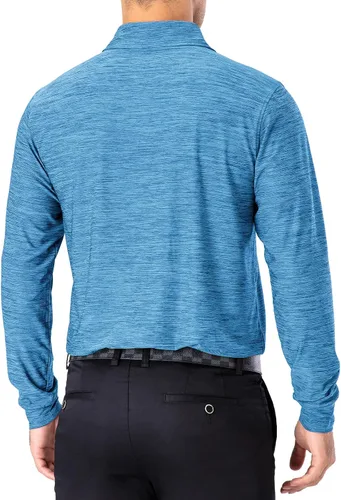 Vista 7 de NAVISKIN Camisas polo para hombre, de secado rápido, UPF 50, manga larga y corta, que absorben la humedad