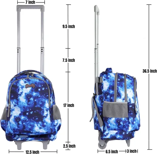 Vista 4 de seastig Rolling Backpack 18in Double Handle Backpack Kids Wheeled Backpack Roller Backpack with Lunch Bag Set Girls Boys