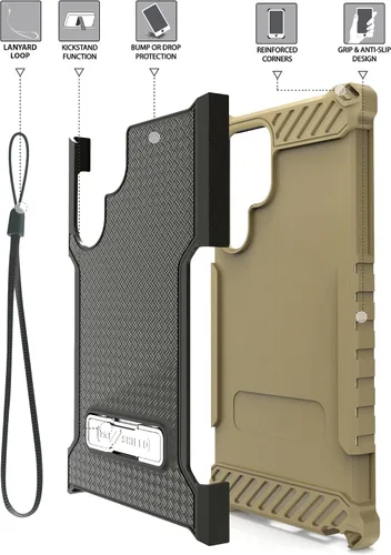 Vista 2 de Tri-Shield - Funda para teléfono con soporte compatible con Samsung Galaxy S22 Ultra grado militar, probado contra caídas, resistente de alto