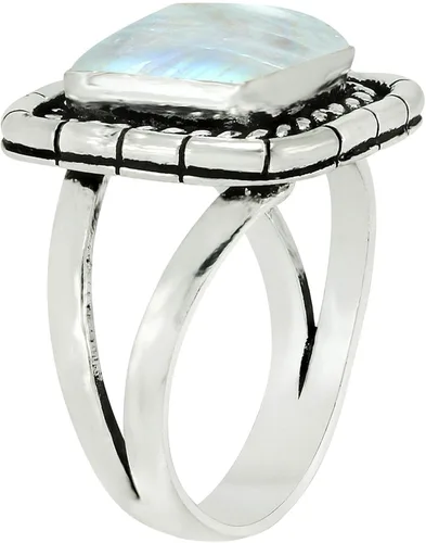 Vista 3 de Anillos hechos a mano para mujer, anillos de piedras preciosas para mujer, anillos cuadrados de piedra para mujer, anillos chapados en plata