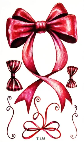 Vista 3 de Mini tatuajes, 2 hojas de cinta de lazo rosa, tatuajes de dibujos animados, impermeables, temporales, bonitas, tatuajes, moda, fantasía, diversión