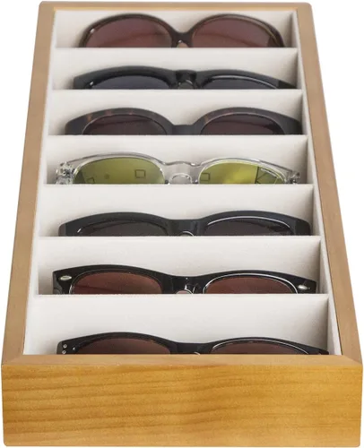 Vista 4 de J JACKCUBE DESIGN JackCubeDesign MK374 - Organizador de exhibición de lentes con 7 compartimentos de madera, Madera clara