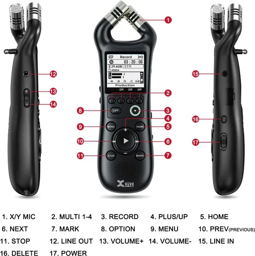 Vista 7 de Xvive Grabadora estéreo portátil XV1-R e interfaz de audio