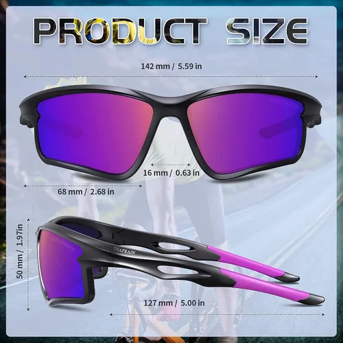 Vista 2 de Lentes de sol deportivos polarizados para hombres y mujeres, ciclismo, correr, conducir, pesca, TR90, marco irrompible, protección UV