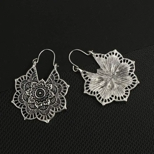 Vista 4 de Pendientes de plata exótica antigua de oro gitano indio tribal étnico pendientes colgantes boho