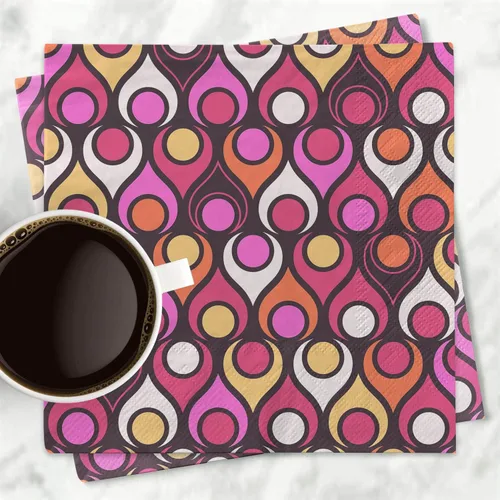Vista 5 de Circle in Teardrop - Servilleta de cóctel moderna de mediados de siglo Barware retro Servilleta para bebidas para el día de la madre