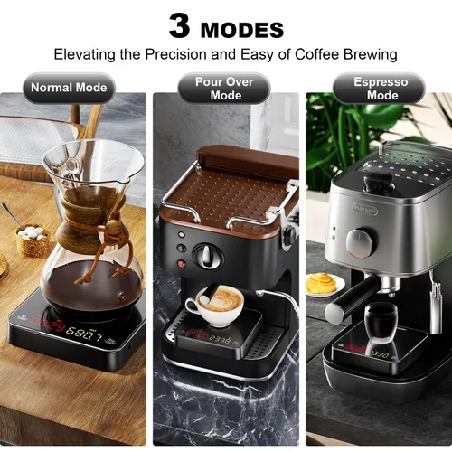 Vista 4 de Báscula de café con temporizador recargable de 4.4 lbs/0.00 oz Mini Precision Scale for Espresso and Pour-Over Coffee, Portable Digital Kitchen