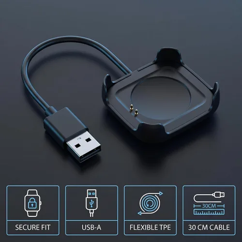 Vista 4 de Cable de carga negro para reloj inteligente HW22 Smartwatch Cargador magnético Soporte Soporte USB Cable de carga carga Cable adaptador Cables