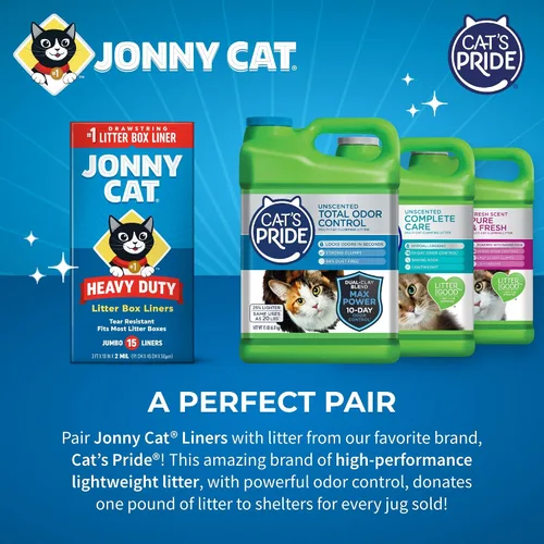Vista 6 de Bolsas para caja de arena Jonny Cat: Uso intensivo - Resistente a roturas y fugas - Cierre con cordón - Jumbo, 15 unidades (Paquete de 6)
