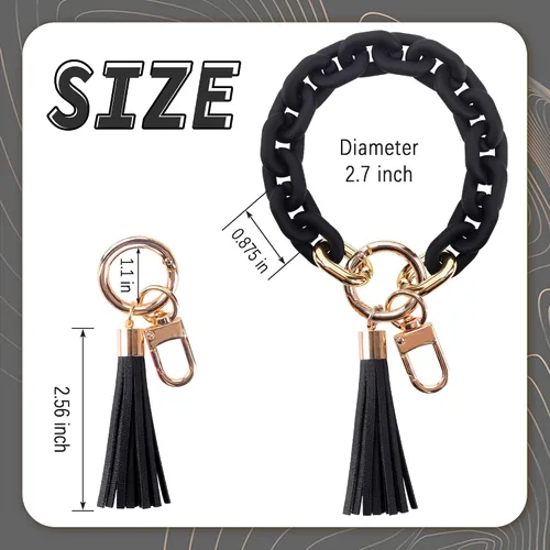 Vista 3 de Llavero de silicona para mujer, pulsera con cuentas para automóvil