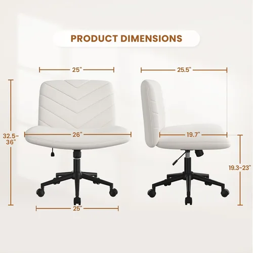 Vista 2 de Yaheetech Silla de Escritorio de Oficina con Patas Cruzadas Anchas sin Ruedas, Sillas Giratorias Cómodas para Computadora de Tocador para Hogar