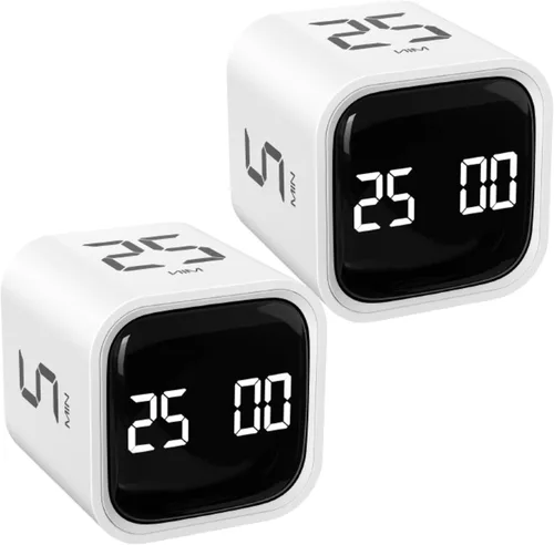 Vista 10 de Temporizador giratorio Pomodoro de 5, 25, 10 50 minutos preestablecido, temporizador de productividad de escritorio con sensor Gra vity, cubo