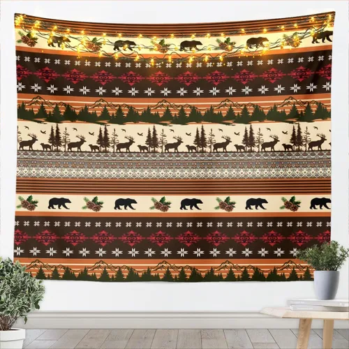 Vista 4 de Tapiz de vaca de las tierras altas, tapices aztecas nativos del suroeste, animales de granja, arte exótico nórdico, atrapasueños, arte de pared