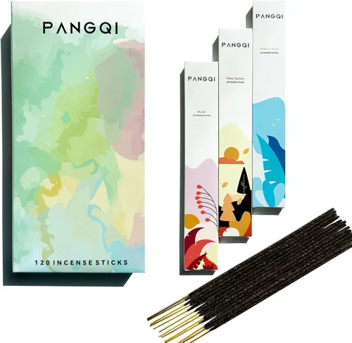 Vista 6 de India - Palitos de incienso hechos a mano - Juego de 6 inciensos (120 palos) para yoga, pilates, meditación, tarot - almizcle, Palo Santo, sangre