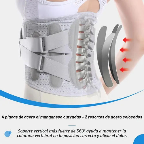 Vista 2 de Soporte de espalda para aliviar el dolor de espalda baja para mujeres, cinturón de apoyo lumbar ajustable, malla transpirable para hernia de disco