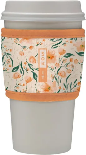 Vista 223 de Sok It HotSok Coffee & Tea - Funda de neopreno con aislamiento reutilizable (floral abstracto)