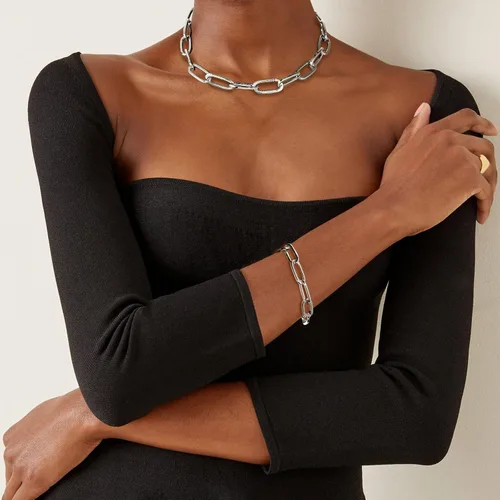 Vista 3 de LANE WOODS Collar y pulsera de cadena de oro para mujer y mujer, delicado y grueso, cadena de eslabones de cadena