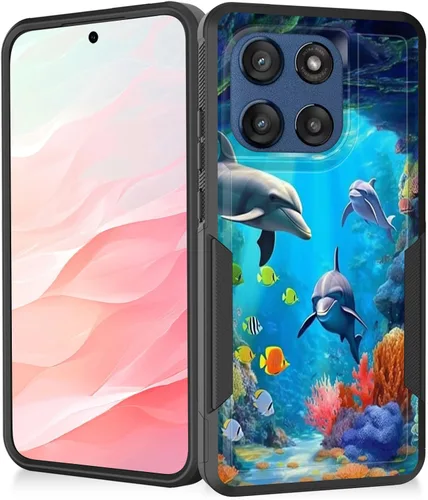 Vista 105 de Funda para Moto G Play 4G 2024, resistente de doble capa híbrida de policarbonato duro, goma suave, a prueba de golpes, funda protectora resistente