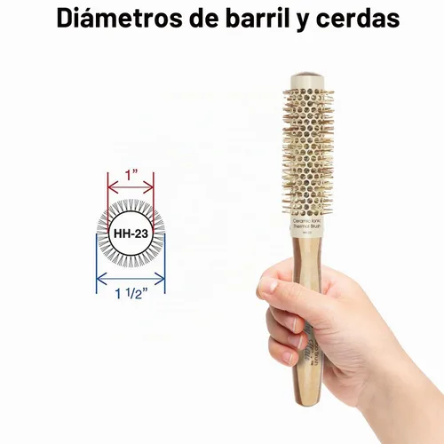 Vista 2 de Olivia Garden Cepillo de pelo redondo térmico iónico de bambú para cabello saludable (no eléctrico)