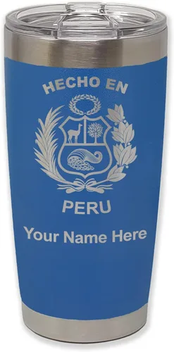 Vista 26 de LaserGram Vaso aislado al vacío de 20 onzas, hecho en Perú, grabado personalizado incluido (negro)