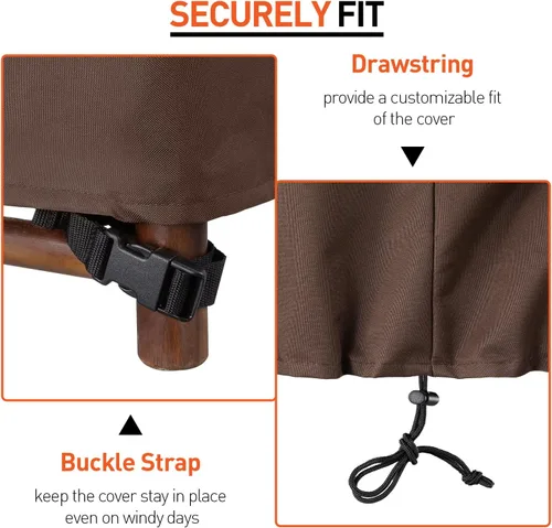 Vista 3 de Arcedo Fundas para Sillas de Respaldo Alto para Exteriores Impermeables, Fundas para Sillas Giratorias de Comedor Apilables de Servicio Pesado Beige