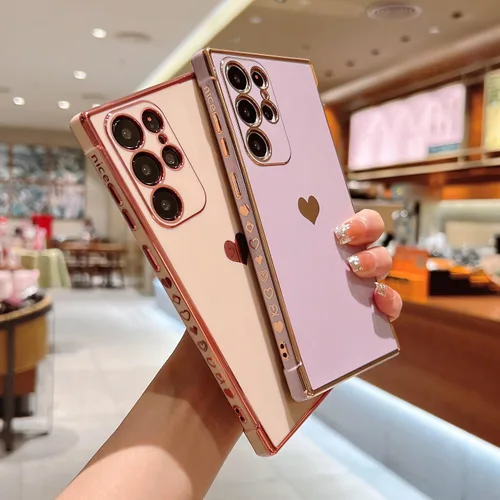 Vista 210 de phylla Funda de teléfono compatible con Samsung Galaxy A12 de 6.5 pulgadas, lindo corazón chapado en oro, elegante funda de lujo para mujer