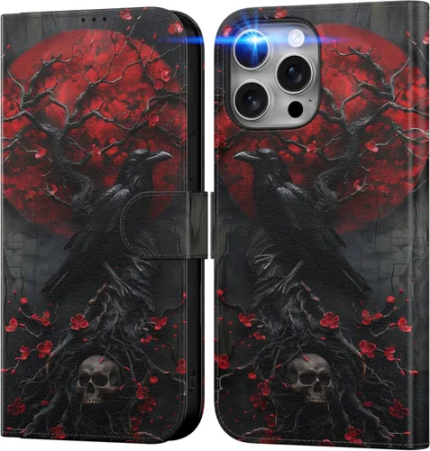 Vista 48 de DEENAKIN Funda tipo cartera para iPhone 15 con tarjetero + clip para efectivo, bloqueo RFID, protección contra caídas de grado militar y obras