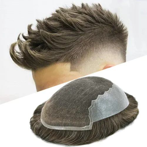 Vista 55 de Mens Toupee Human Hair Replacement System Swiss Lace Toupee For Men Hair Piece Protesis Capilar Mens Hairpiece 5X7#1 Jet Black 120% Density