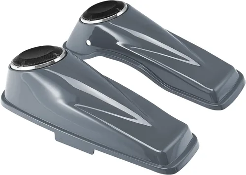 Vista 12 de TCT-MOTORPARTS Alforjas de mezclilla negra con tapas, bocina de 5 x 7 pulgadas, rejillas para Harley Street Glide Road King Road Glide Ultra Limited