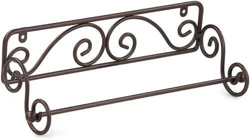 Vista 5 de Home Basics - Soporte para toallas de papel de acero montado en la pared (bronce) Soporte para toallas de papel de cocina con diseño