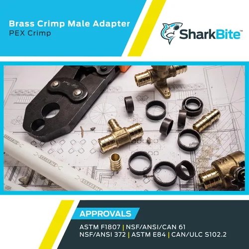 Vista 5 de SharkBite Adaptador Macho MNPT de Engaste de 1 Pulgada, Accesorio de Plomería de Latón, Tubería PEX, Cobre, UC140LFA
