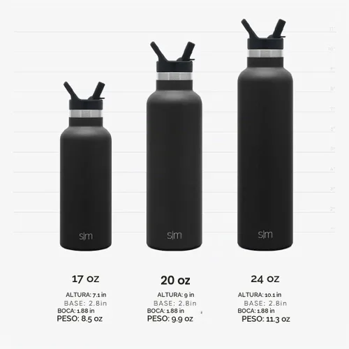 Vista 3 de Simple Modern - Botella de agua con pajilla, perfil delgado, 24 onzas, rosa Ascent Insulated Stainless Steel Water Bottle, Narrow Mouth