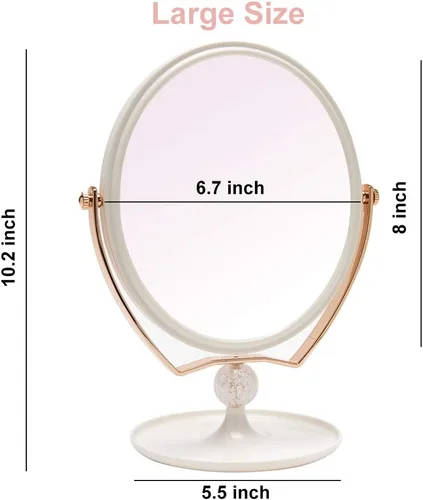 Vista 3 de YEAKE Espejo de tocador de maquillaje con aumento, plástico ABS, doble cara, aumento 3X, giro de 360°, espejo de maquillaje de belleza, espejo
