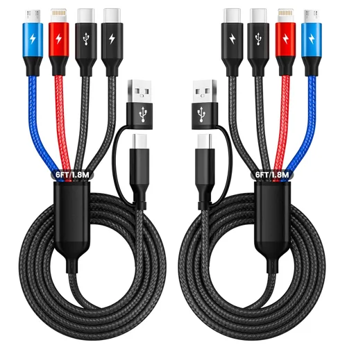 Vista 8 de Cable de carga múltiple para múltiples dispositivos con 2 puertos USB-C/IP Púrpura