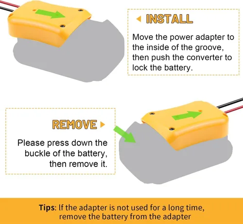 Vista 6 de Kzreect Paquete de 2 adaptadores para ruedas eléctricas compatibles con batería Dewalt 20V, kit convertidor con portafusibles, interruptor