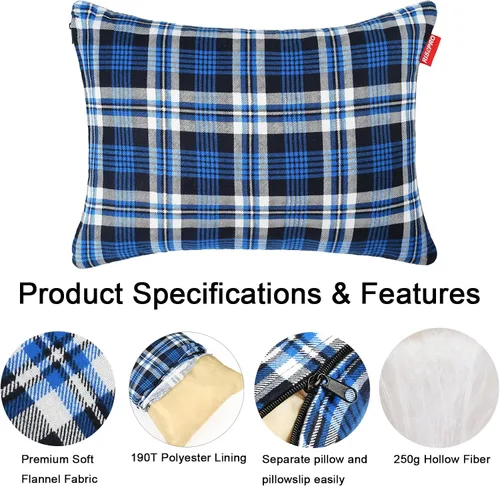 Vista 3 de Almohada para acampar al aire libre, ligera, comprimible, fundas de almohada de viaje de franela, funda de almohada extraíble lavable para acampar