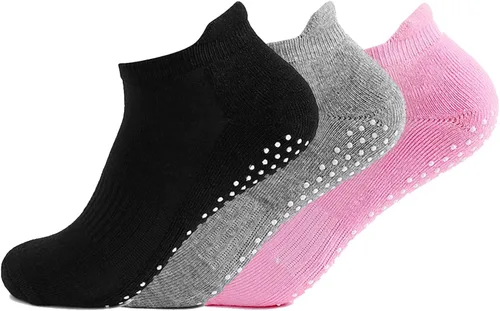Vista 2 de UTTPLL Calcetines de agarre para mujeres y hombres, calcetines antideslizantes de pilates, calcetines de yoga acolchados para hospital, calcetines