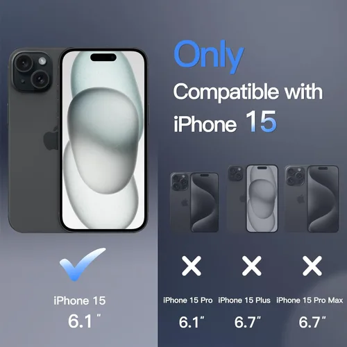 Vista 2 de JETech - Carcasa magnética mate para iPhone 15, color negro Compatible con MagSafe, parte trasera mate translúcida, protección delgada a prueba